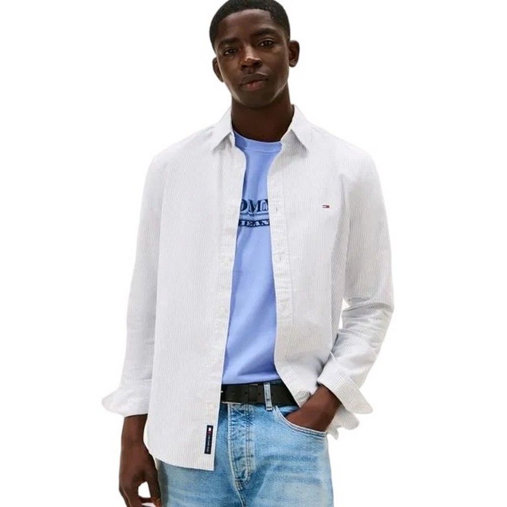 TOMMY JEANS SLIM STRIPE OXFORD SHIRT EXT ΠΟΥΚΑΜΙΣΟ ΑΝΔΡΙΚΟ CIEL