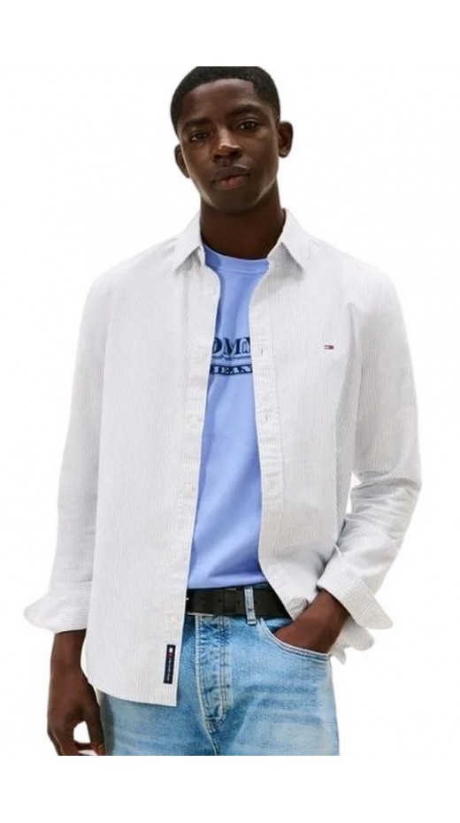 TOMMY JEANS SLIM STRIPE OXFORD SHIRT EXT ΠΟΥΚΑΜΙΣΟ ΑΝΔΡΙΚΟ CIEL
