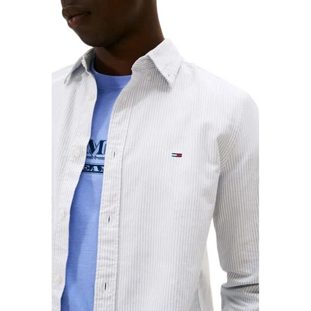 TOMMY JEANS SLIM STRIPE OXFORD SHIRT EXT ΠΟΥΚΑΜΙΣΟ ΑΝΔΡΙΚΟ CIEL