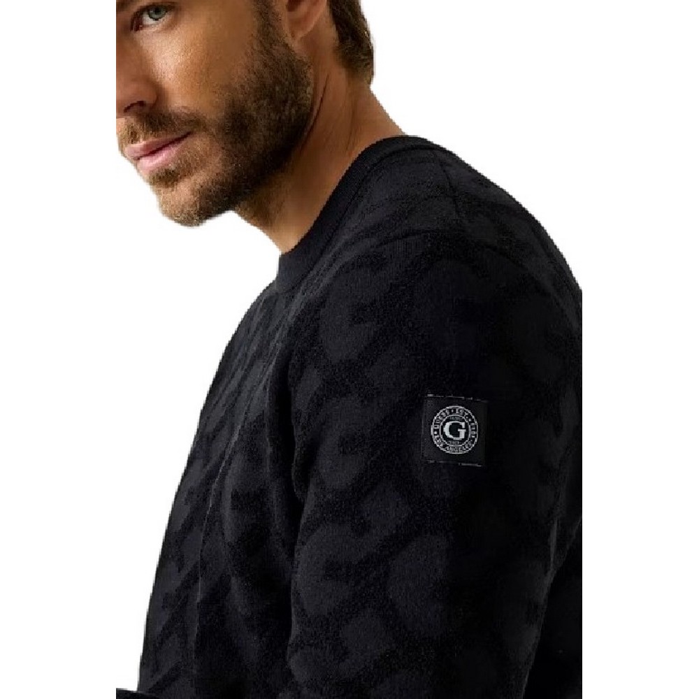 GUESS JOHN CN G CHAIN AO STITCH SWTR ΜΠΛΟΥΖΑ ΠΛΕΚΤΗ ΑΝΔΡΙΚΗ BLACK