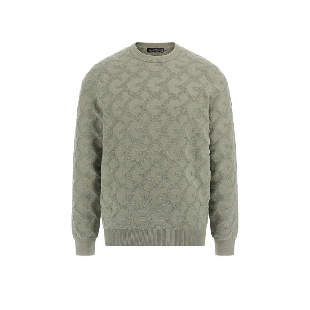 GUESS JOHN CN G CHAIN AO STITCH SWTR ΜΠΛΟΥΖΑ ΠΛΕΚΤΗ ΑΝΔΡΙΚΗ GREEN