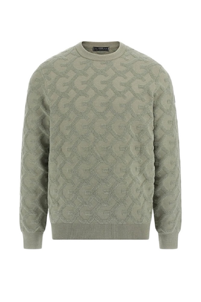 GUESS JOHN CN G CHAIN AO STITCH SWTR ΜΠΛΟΥΖΑ ΠΛΕΚΤΗ ΑΝΔΡΙΚΗ GREEN