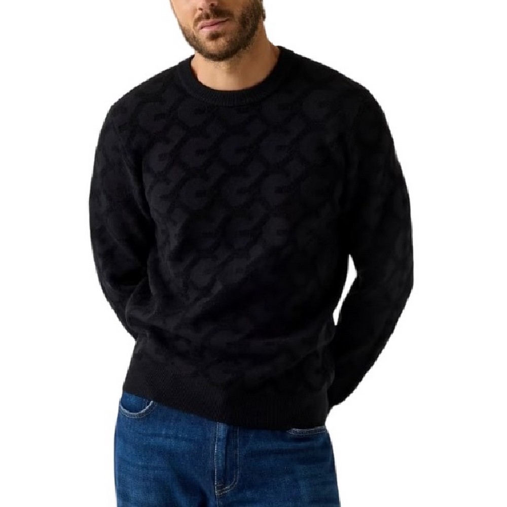 GUESS JOHN CN G CHAIN AO STITCH SWTR ΜΠΛΟΥΖΑ ΠΛΕΚΤΗ ΑΝΔΡΙΚΗ BLACK