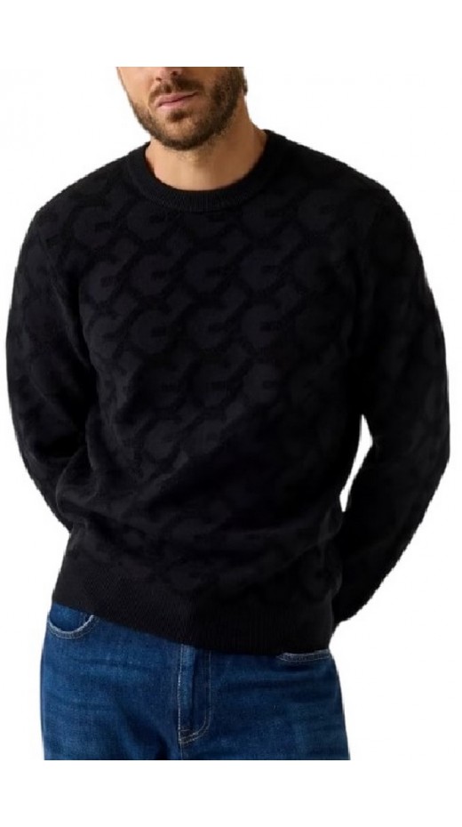 GUESS JOHN CN G CHAIN AO STITCH SWTR ΜΠΛΟΥΖΑ ΠΛΕΚΤΗ ΑΝΔΡΙΚΗ BLACK