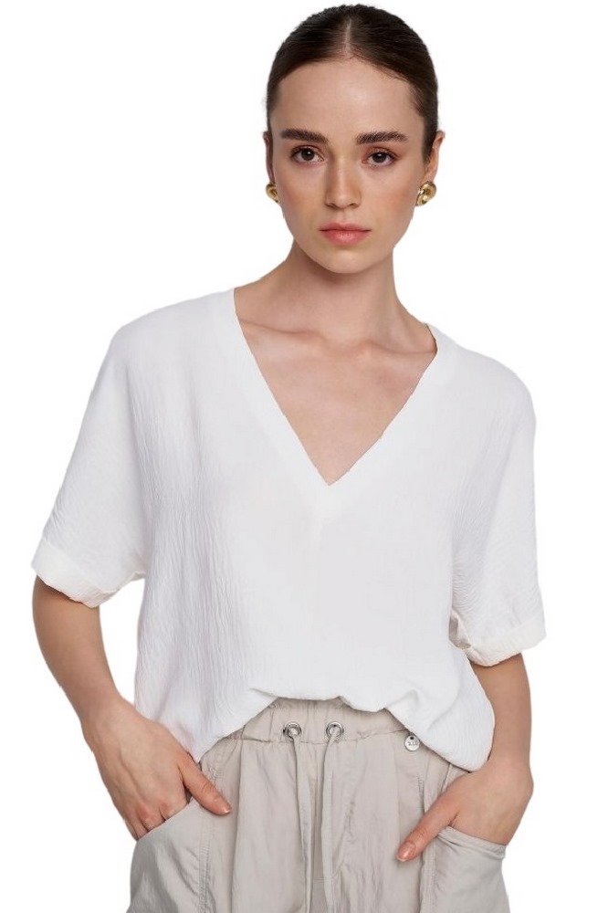 ALE ΜΠΛΟΥΖΑ ΜΕ V-NECK ΓΥΝΑΙΚΕΙΑ WHITE