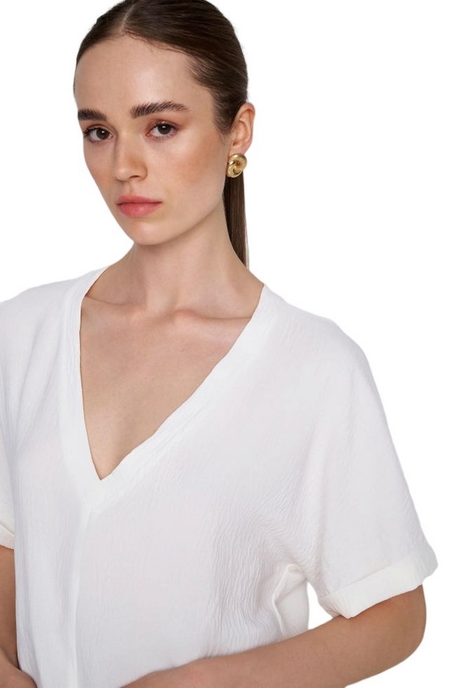 ALE ΜΠΛΟΥΖΑ ΜΕ V-NECK ΓΥΝΑΙΚΕΙΑ WHITE