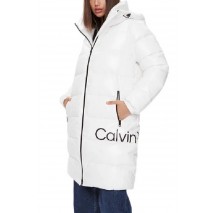 CALVIN KLEIN SHINY LONG FITTED JACKET ΜΠΟΥΦΑΝ ΓΥΝΑΙΚΕΙΟ IVORY