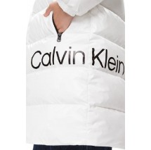 CALVIN KLEIN SHINY LONG FITTED JACKET ΜΠΟΥΦΑΝ ΓΥΝΑΙΚΕΙΟ IVORY