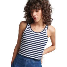 ΜΠΛΟΥΖΑ OVIN VNTAGE CROP RIBBED  VEST ΓΥΝΑΙΚΕΙΑ SUPERDRY NAVY/WHITE