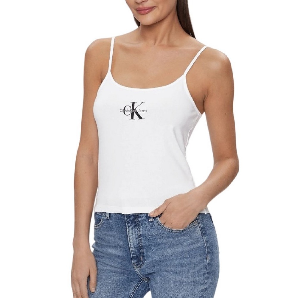 CALVIN KLEIN JEANS MONOLOGO STRAPPY TANK TOP ΤΟΠ ΓΥΝΑΙΚΕΙΟ BRIGHT WHITE