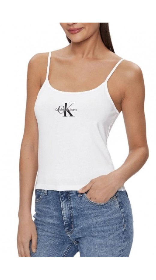 CALVIN KLEIN JEANS MONOLOGO STRAPPY TANK TOP ΤΟΠ ΓΥΝΑΙΚΕΙΟ BRIGHT WHITE