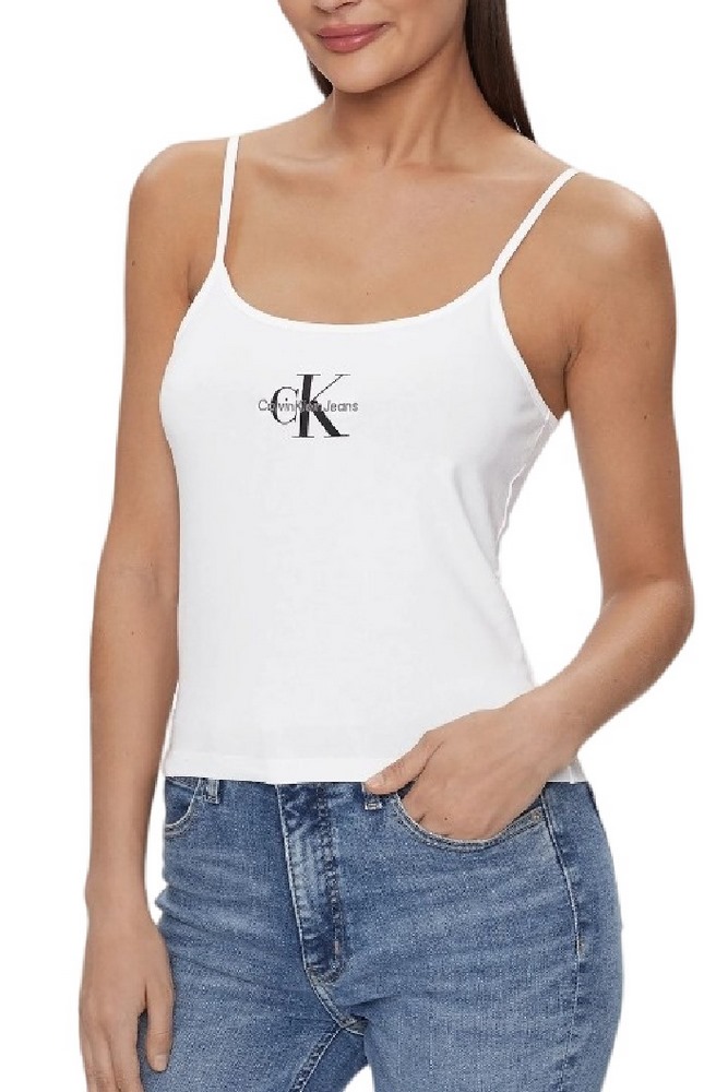 CALVIN KLEIN JEANS MONOLOGO STRAPPY TANK TOP ΤΟΠ ΓΥΝΑΙΚΕΙΟ BRIGHT WHITE