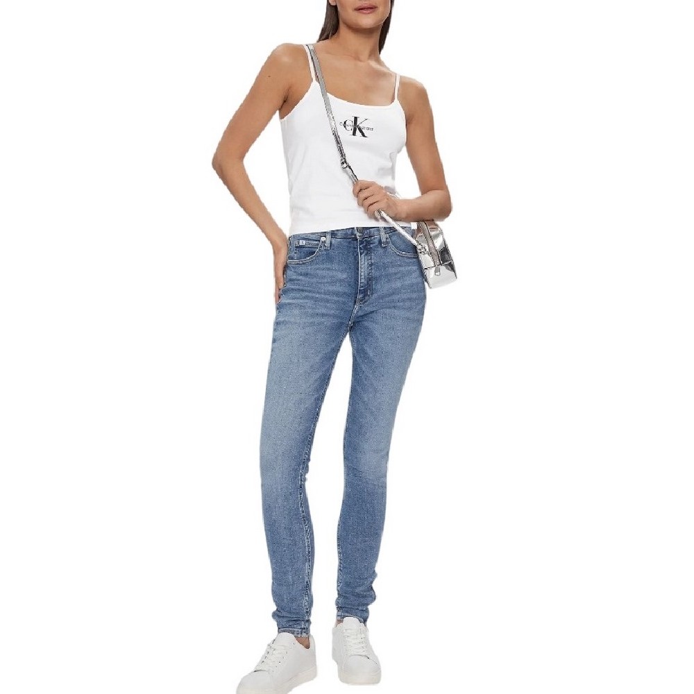 CALVIN KLEIN JEANS MONOLOGO STRAPPY TANK TOP ΤΟΠ ΓΥΝΑΙΚΕΙΟ BRIGHT WHITE