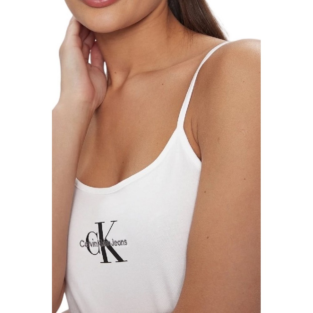 CALVIN KLEIN JEANS MONOLOGO STRAPPY TANK TOP ΤΟΠ ΓΥΝΑΙΚΕΙΟ BRIGHT WHITE