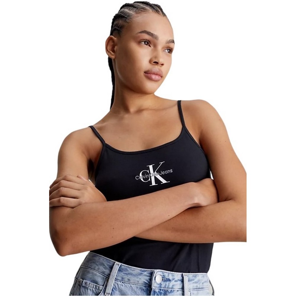 CALVIN KLEIN JEANS MONOLOGO STRAPPY TANK TOP ΤΟΠ ΓΥΝΑΙΚΕΙΟ BLACK