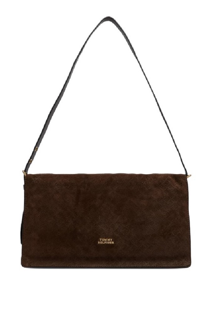 TOMMY HILFIGER CREST LEATHER SHOUL BAG SUE MONO ΤΣΑΝΤΑ ΓΥΝΑΙΚΕΙΑ BROWN