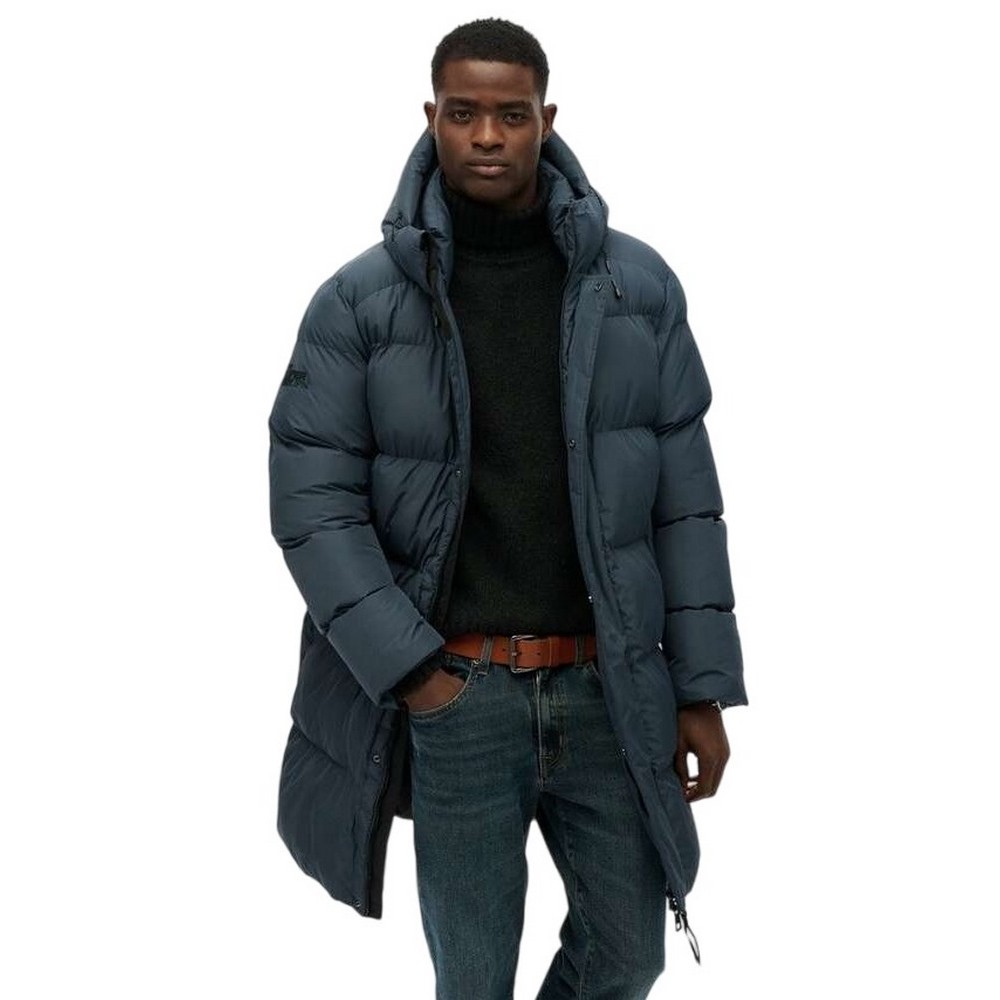 SUPERDRY D2 SDSW HOODED SPORTS PUFFER MID JKT ΜΠΟΥΦΑΝ ΑΝΔΡΙΚΟ PETROL