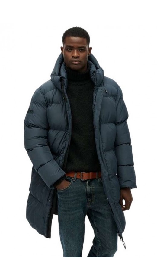 SUPERDRY D2 SDSW HOODED SPORTS PUFFER MID JKT ΜΠΟΥΦΑΝ ΑΝΔΡΙΚΟ PETROL