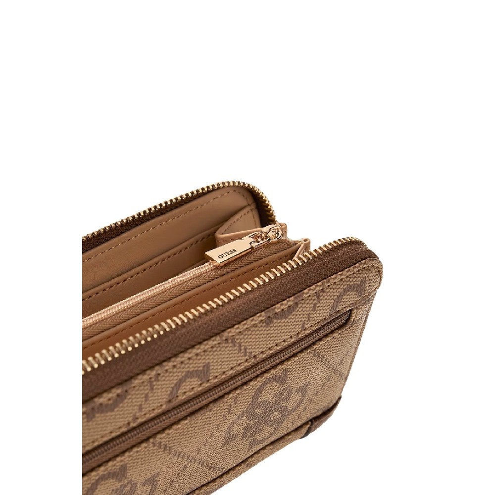 GUESS KARNILLA LOGO SLG LRG ZIP ARND ΠΟΡΤΟΦΟΛΙ ΓΥΝΑΙΚΕΙΟ LATTE