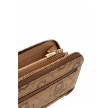 GUESS KARNILLA LOGO SLG LRG ZIP ARND ΠΟΡΤΟΦΟΛΙ ΓΥΝΑΙΚΕΙΟ LATTE