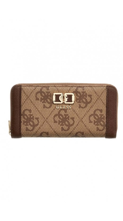 GUESS KARNILLA LOGO SLG LRG ZIP ARND ΠΟΡΤΟΦΟΛΙ ΓΥΝΑΙΚΕΙΟ LATTE