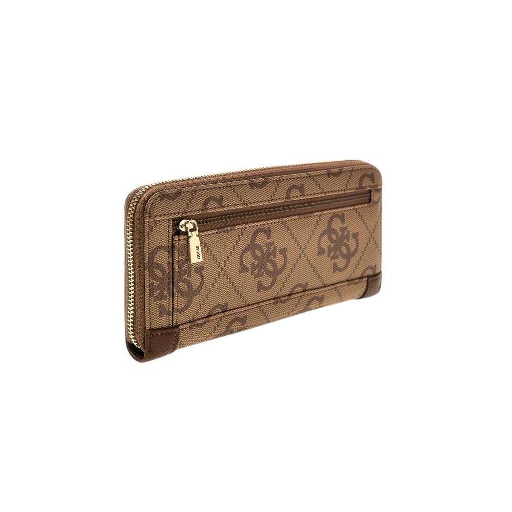 GUESS KARNILLA LOGO SLG LRG ZIP ARND ΠΟΡΤΟΦΟΛΙ ΓΥΝΑΙΚΕΙΟ LATTE