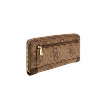 GUESS KARNILLA LOGO SLG LRG ZIP ARND ΠΟΡΤΟΦΟΛΙ ΓΥΝΑΙΚΕΙΟ LATTE