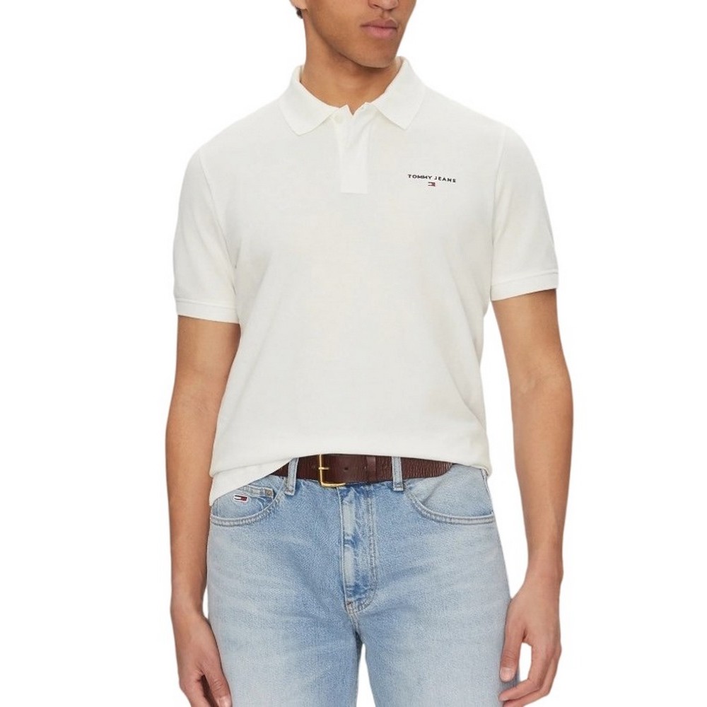 TOMMY JEANS REG LINEAR POLO EXT ΜΠΛΟΥΖΑ ΑΝΔΡΙΚΗ ECRU