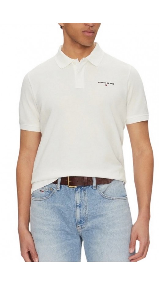 TOMMY JEANS REG LINEAR POLO EXT ΜΠΛΟΥΖΑ ΑΝΔΡΙΚΗ ECRU