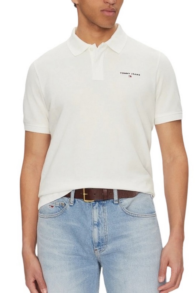 TOMMY JEANS REG LINEAR POLO EXT ΜΠΛΟΥΖΑ ΑΝΔΡΙΚΗ ECRU