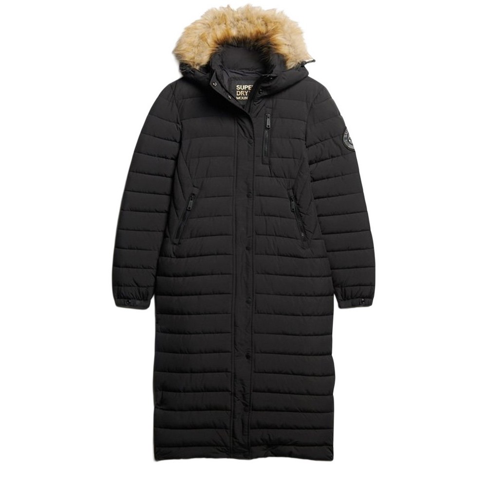 SUPERDRY HOODED LONGLINE PUFFER ΜΠΟΥΦΑΝ ΓΥΝΑΙΚΕΙΟ BLACK