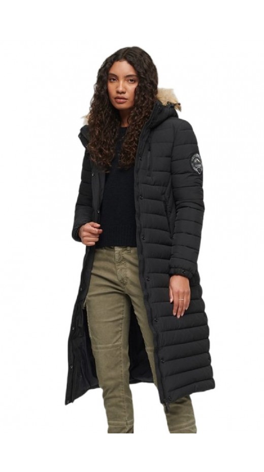 SUPERDRY HOODED LONGLINE PUFFER ΜΠΟΥΦΑΝ ΓΥΝΑΙΚΕΙΟ BLACK