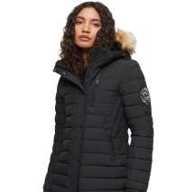 SUPERDRY HOODED LONGLINE PUFFER ΜΠΟΥΦΑΝ ΓΥΝΑΙΚΕΙΟ BLACK