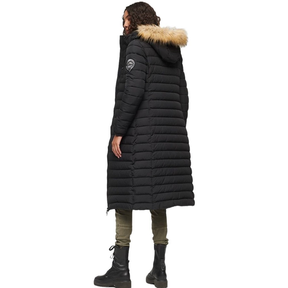 SUPERDRY HOODED LONGLINE PUFFER ΜΠΟΥΦΑΝ ΓΥΝΑΙΚΕΙΟ BLACK