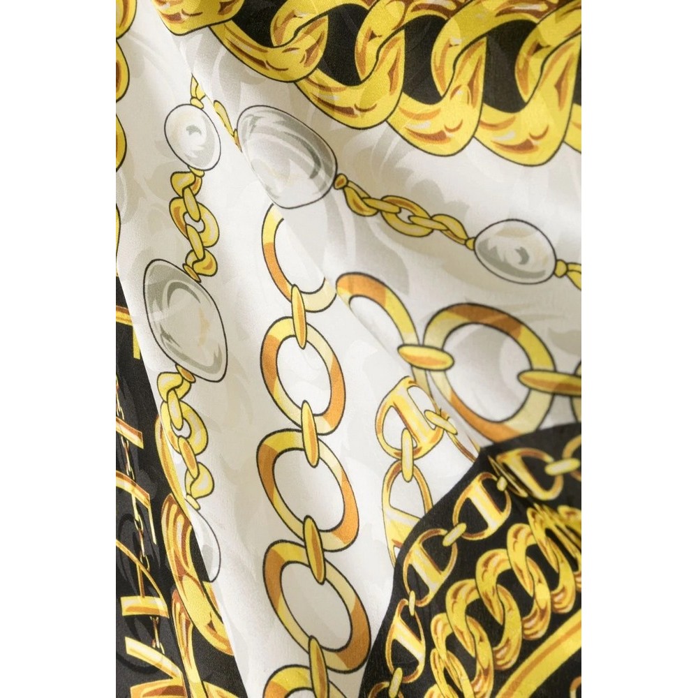 VERSACE JEANS COUTURE FOULARD LEAVES JACQUARD PATTERN H. X L. FOULARD 90CM X 90CM ΦΟΥΛΑΡΙ ΓΥΝΑΙΚΕΙΟ BLACK/GOLD