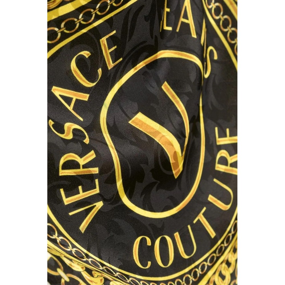 VERSACE JEANS COUTURE FOULARD LEAVES JACQUARD PATTERN H. X L. FOULARD 90CM X 90CM ΦΟΥΛΑΡΙ ΓΥΝΑΙΚΕΙΟ BLACK/GOLD