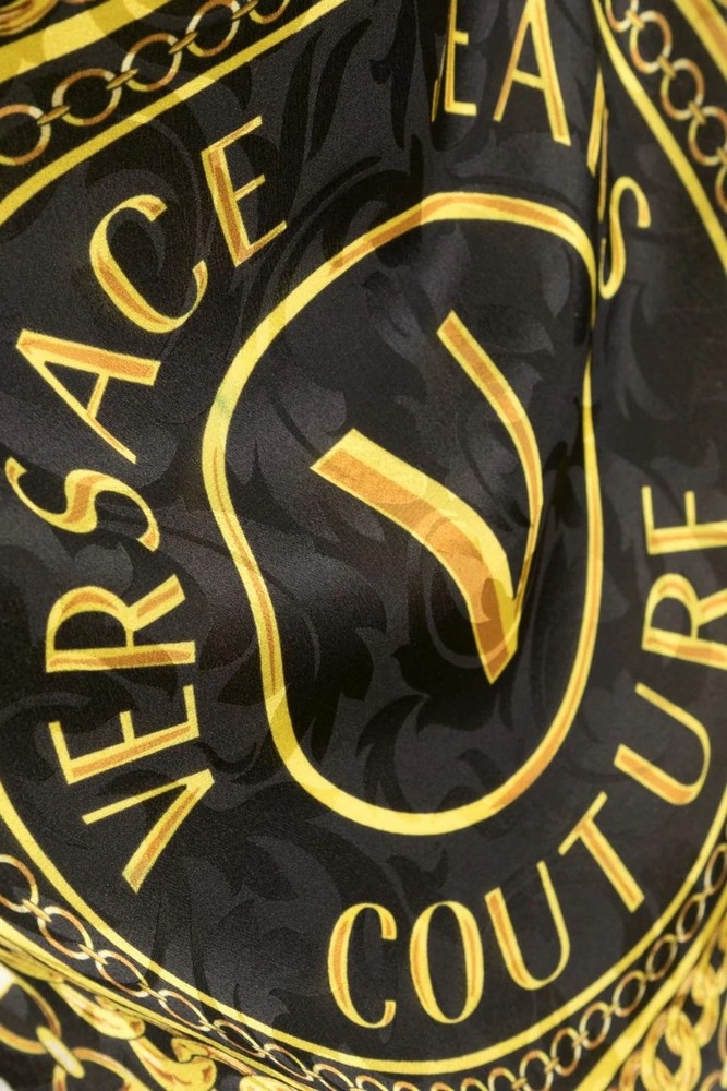 VERSACE JEANS COUTURE FOULARD LEAVES JACQUARD PATTERN H. X L. FOULARD 90CM X 90CM ΦΟΥΛΑΡΙ ΓΥΝΑΙΚΕΙΟ BLACK/GOLD