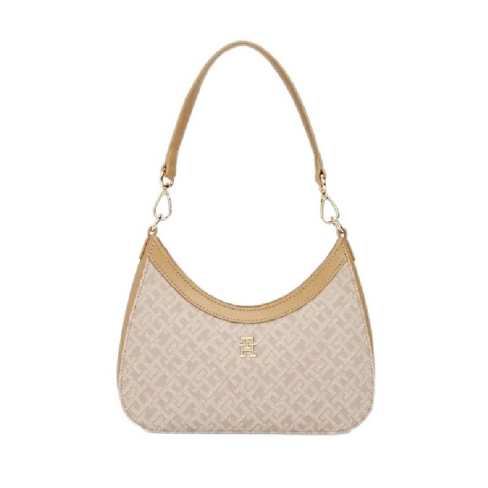 TOMMY HILFIGER JACQUARD SHOULDER BAG ΤΣΑΝΤΑ ΓΥΝΑΙΚΕΙΑ BEIGE