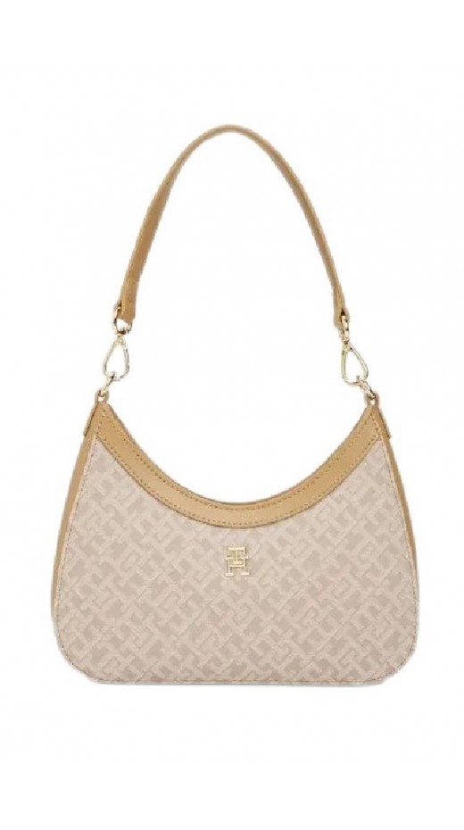 TOMMY HILFIGER JACQUARD SHOULDER BAG ΤΣΑΝΤΑ ΓΥΝΑΙΚΕΙΑ BEIGE