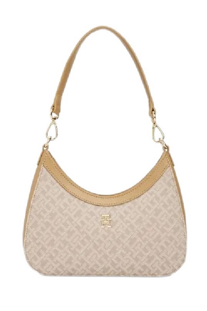 TOMMY HILFIGER JACQUARD SHOULDER BAG ΤΣΑΝΤΑ ΓΥΝΑΙΚΕΙΑ BEIGE