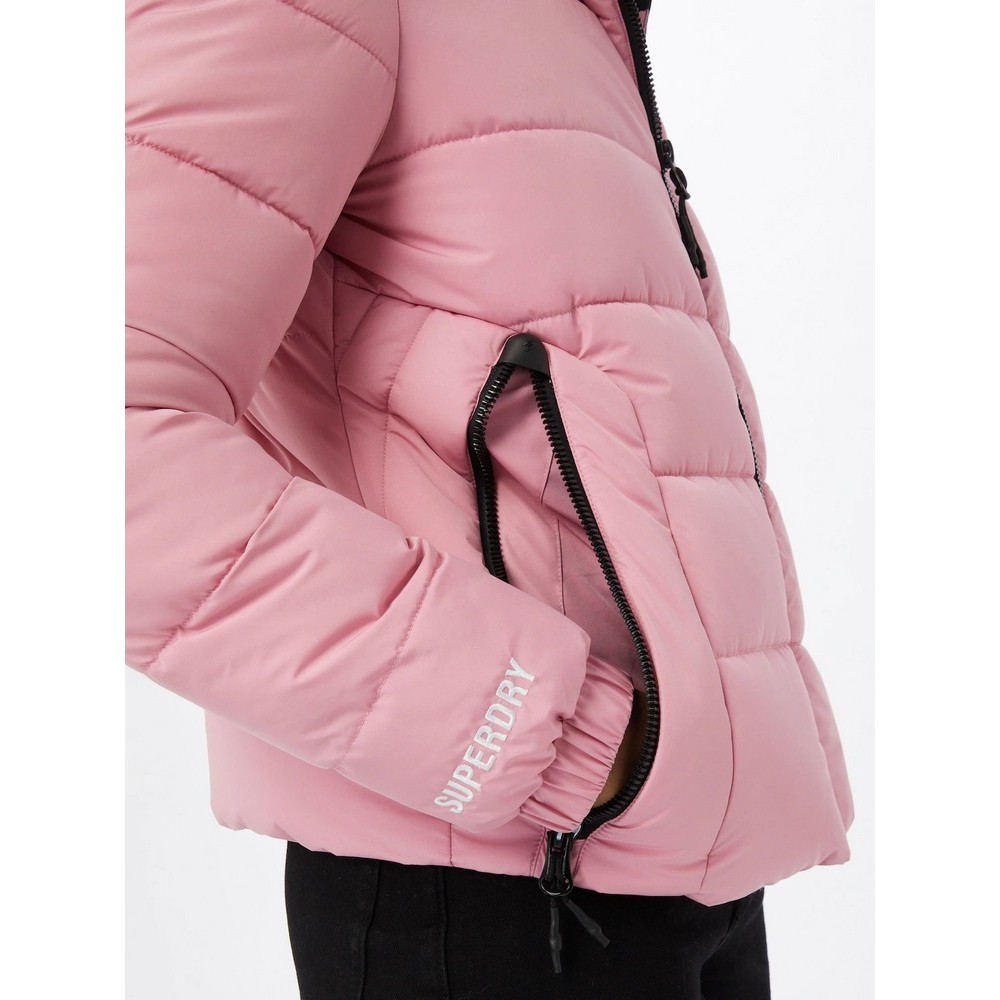 SUPERDRY ΜΠΟΥΦΑΝ HOODED SPIRIT SPORTS PUFFER ΓΥΝΑΙΚΕΙΟ ROSE