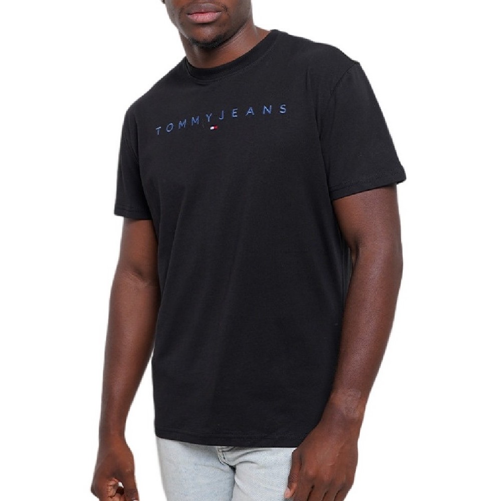 TOMMY JEANS REG LINEAR LOGO TEE EXT T-SHIRT ΜΠΛΟΥΖΑ ΑΝΔΡΙΚΗ BLACK/BLACK