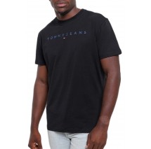TOMMY JEANS REG LINEAR LOGO TEE EXT T-SHIRT ΜΠΛΟΥΖΑ ΑΝΔΡΙΚΗ BLACK/BLACK