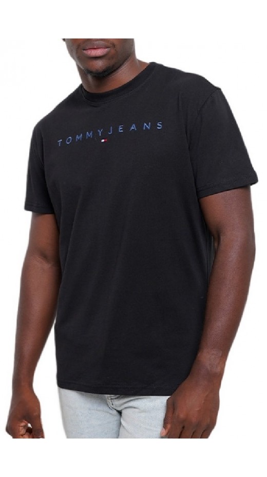 TOMMY JEANS REG LINEAR LOGO TEE EXT T-SHIRT ΜΠΛΟΥΖΑ ΑΝΔΡΙΚΗ BLACK/BLACK