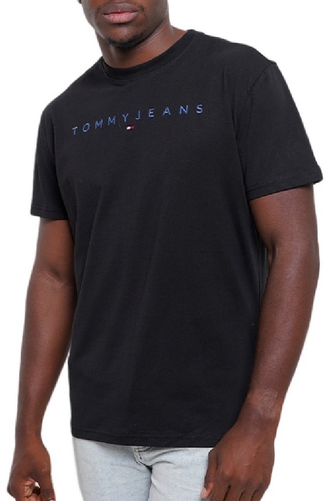 TOMMY JEANS REG LINEAR LOGO TEE EXT T-SHIRT ΜΠΛΟΥΖΑ ΑΝΔΡΙΚΗ BLACK/BLACK