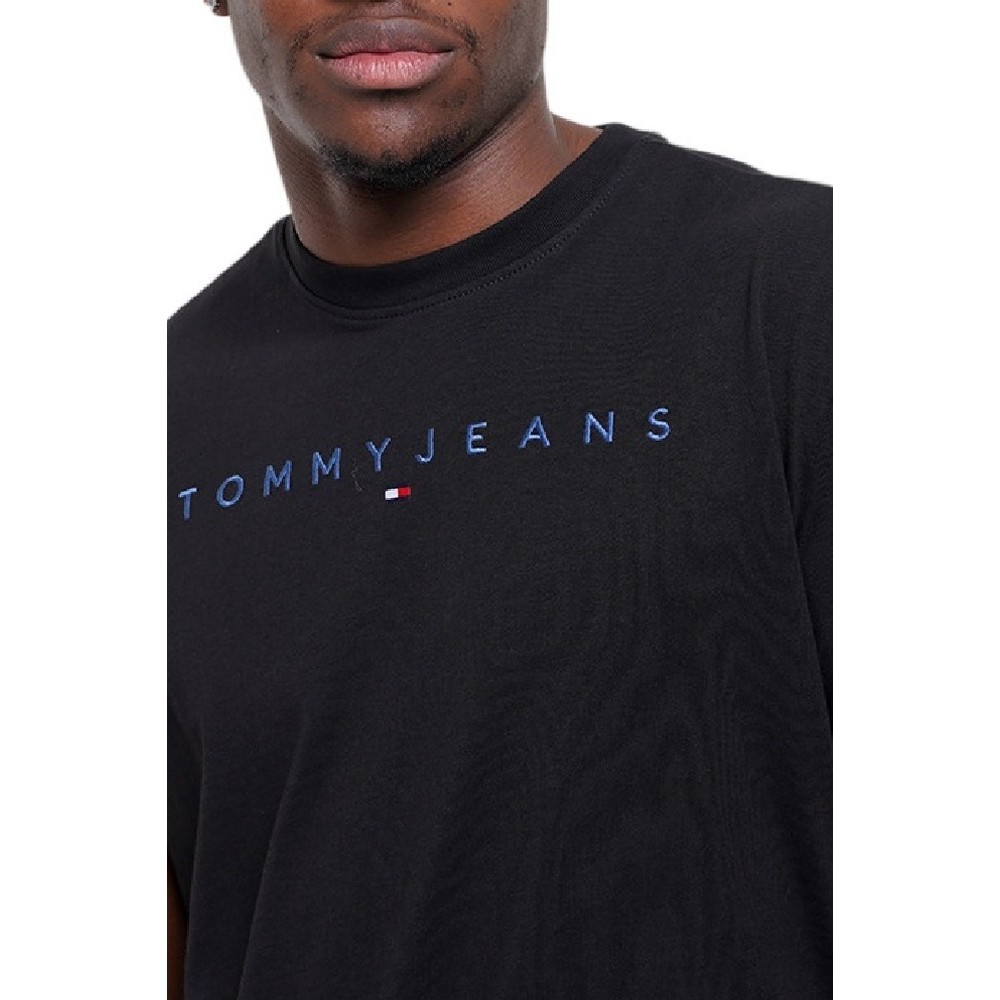 TOMMY JEANS REG LINEAR LOGO TEE EXT T-SHIRT ΜΠΛΟΥΖΑ ΑΝΔΡΙΚΗ BLACK/BLACK