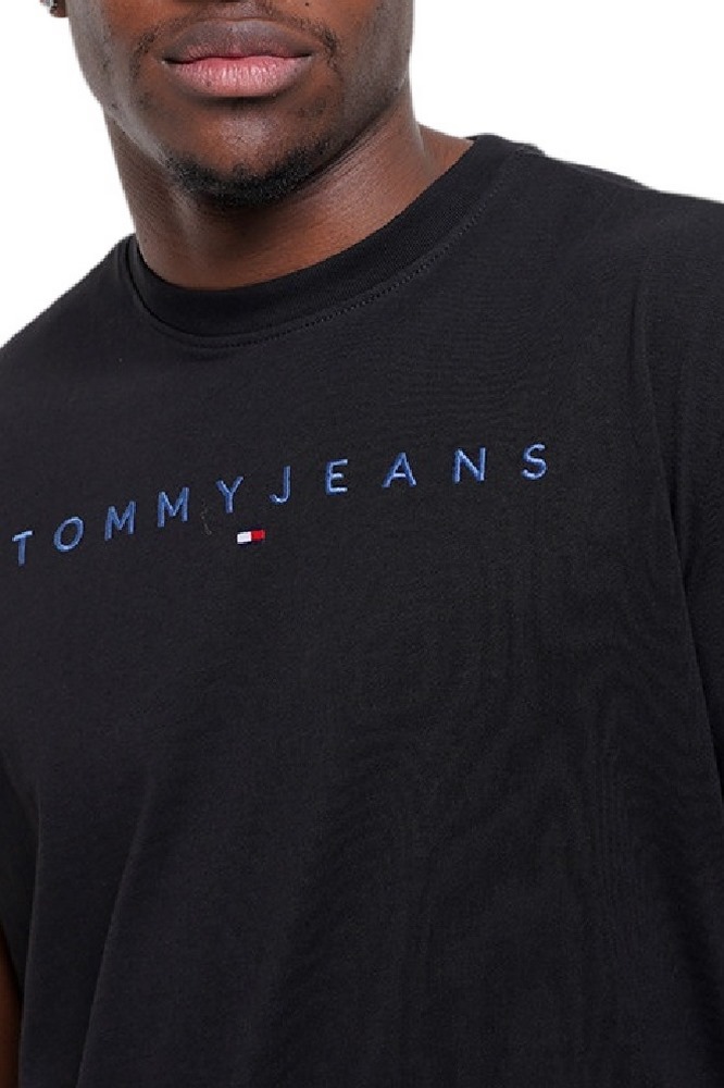 TOMMY JEANS REG LINEAR LOGO TEE EXT T-SHIRT ΜΠΛΟΥΖΑ ΑΝΔΡΙΚΗ BLACK/BLACK
