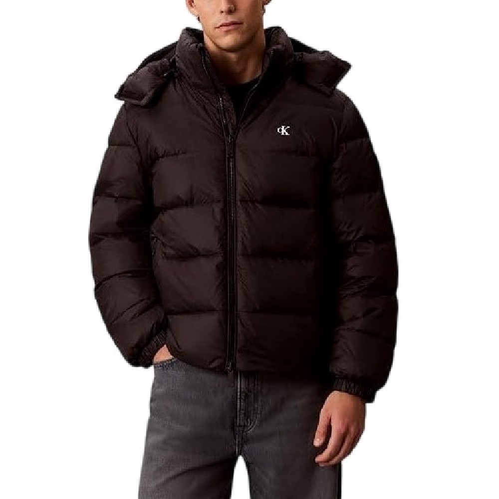 CALVIN KLEIN JEANS LS NYLON ZIP OFF HOOD DOWN PUFFER ΜΠΟΥΦΑΝ ΑΝΔΡΙΚΟ BLACK