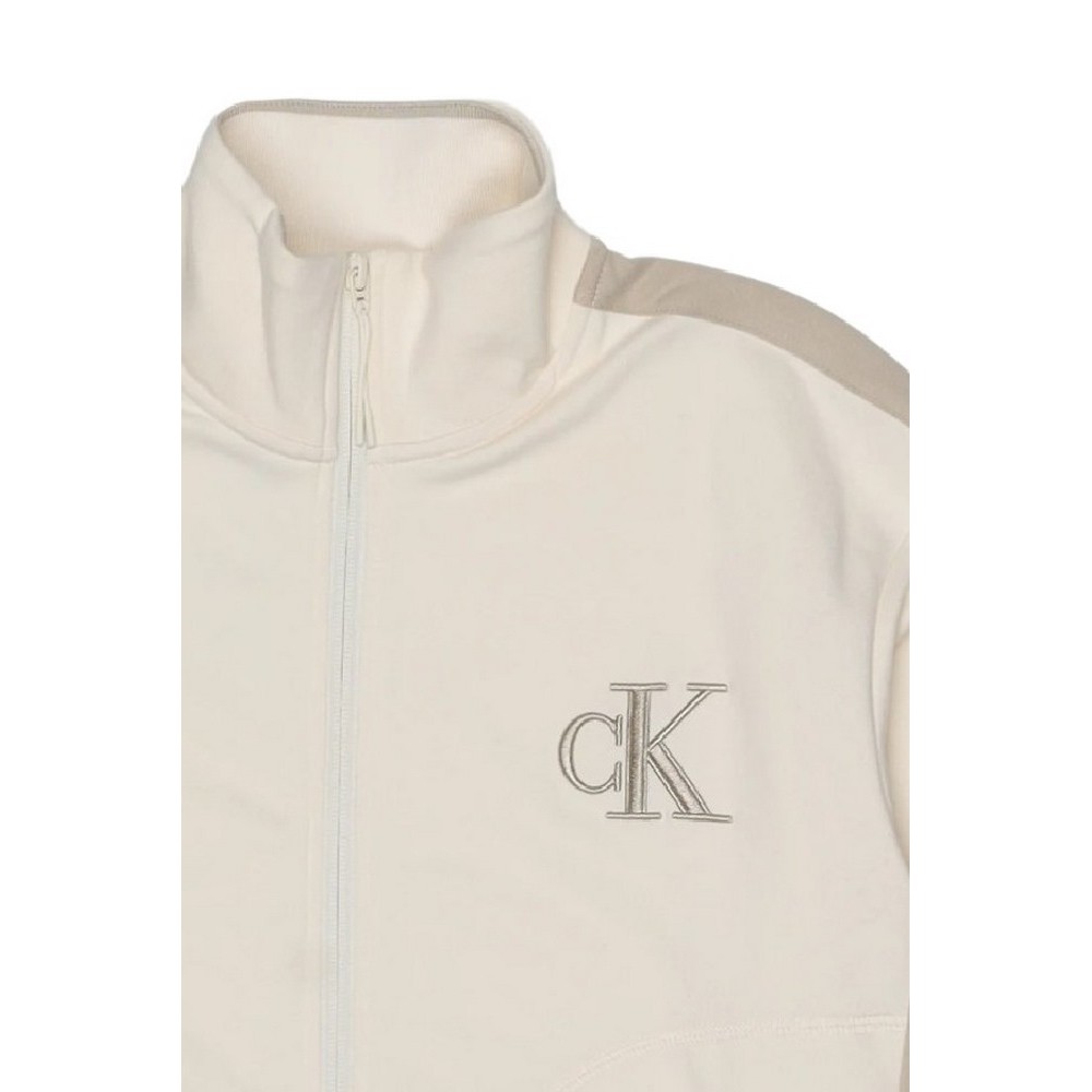 CALVIN KLEIN JEANS LS STRETCH TERRY FZ TRACK JACKET ΖΑΚΕΤΑ ΦΟΥΤΕΡ ΓΥΝΑΙΚΕΙΑ OFF WHITE