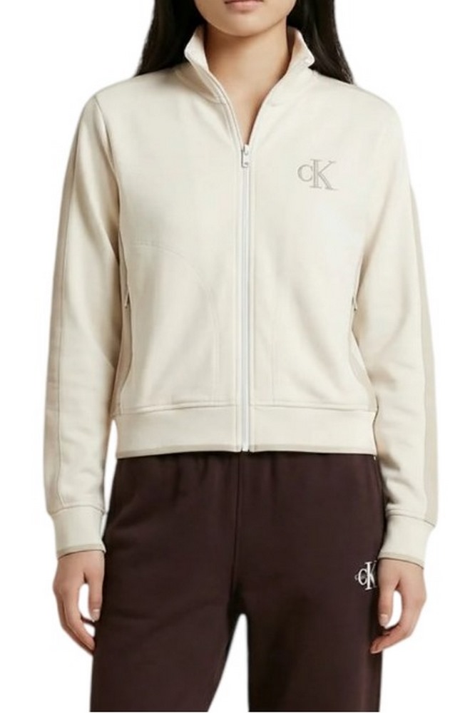CALVIN KLEIN JEANS LS STRETCH TERRY FZ TRACK JACKET ΖΑΚΕΤΑ ΦΟΥΤΕΡ ΓΥΝΑΙΚΕΙΑ OFF WHITE